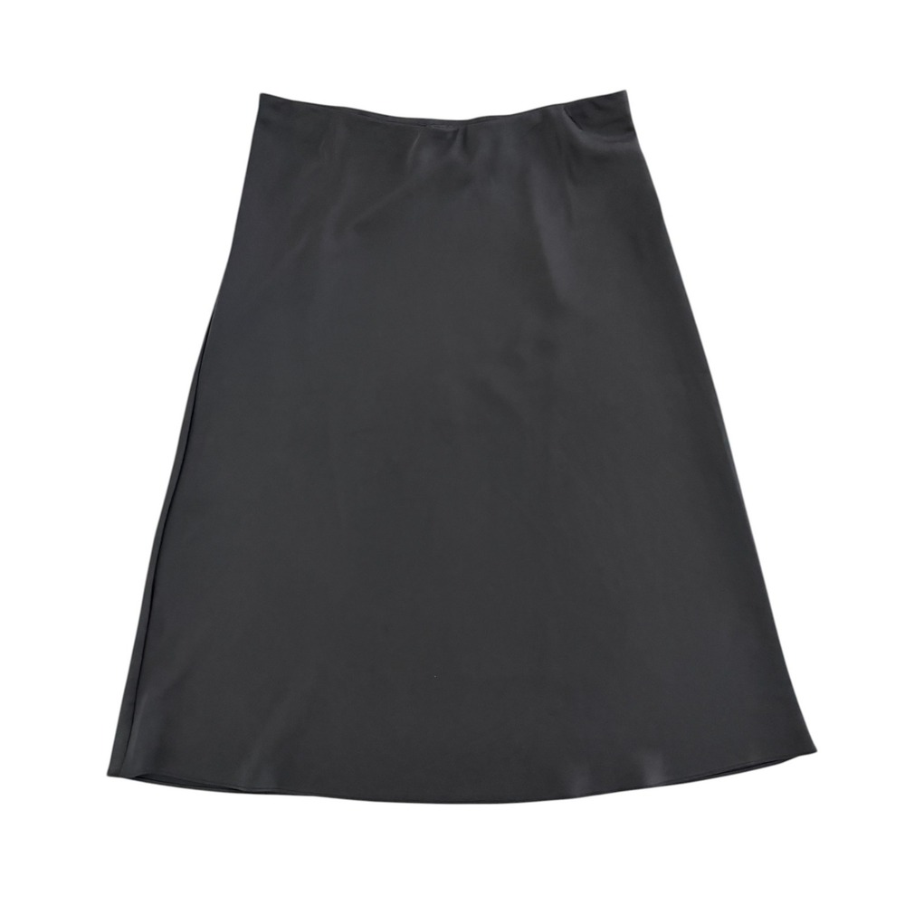 J.Crew Gwyneth Slip Skirt L Black Satin Midi Quiet Luxury Old Money Office Siren - Picture 2 of 7
